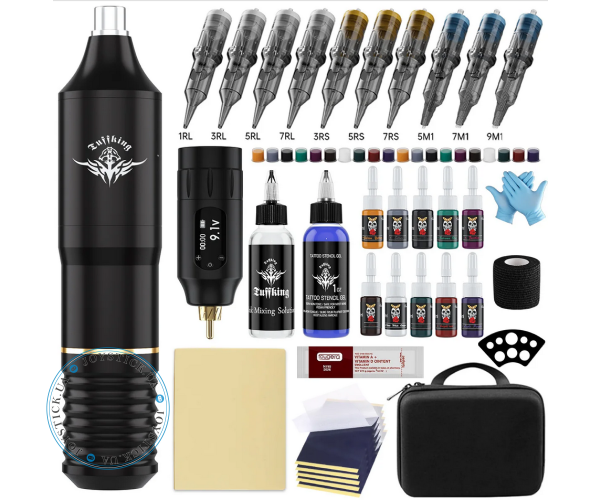 Tattoo Art Set – Wireless Tattoo Machine with Removable 1300mAh Battery, Type-C support – Black